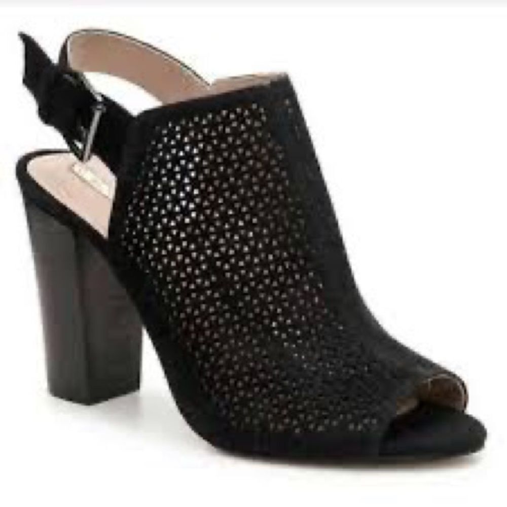 Tahari Margaret Black Peep Toe‎ Slingback Bootie Size 8.5 BIN 18